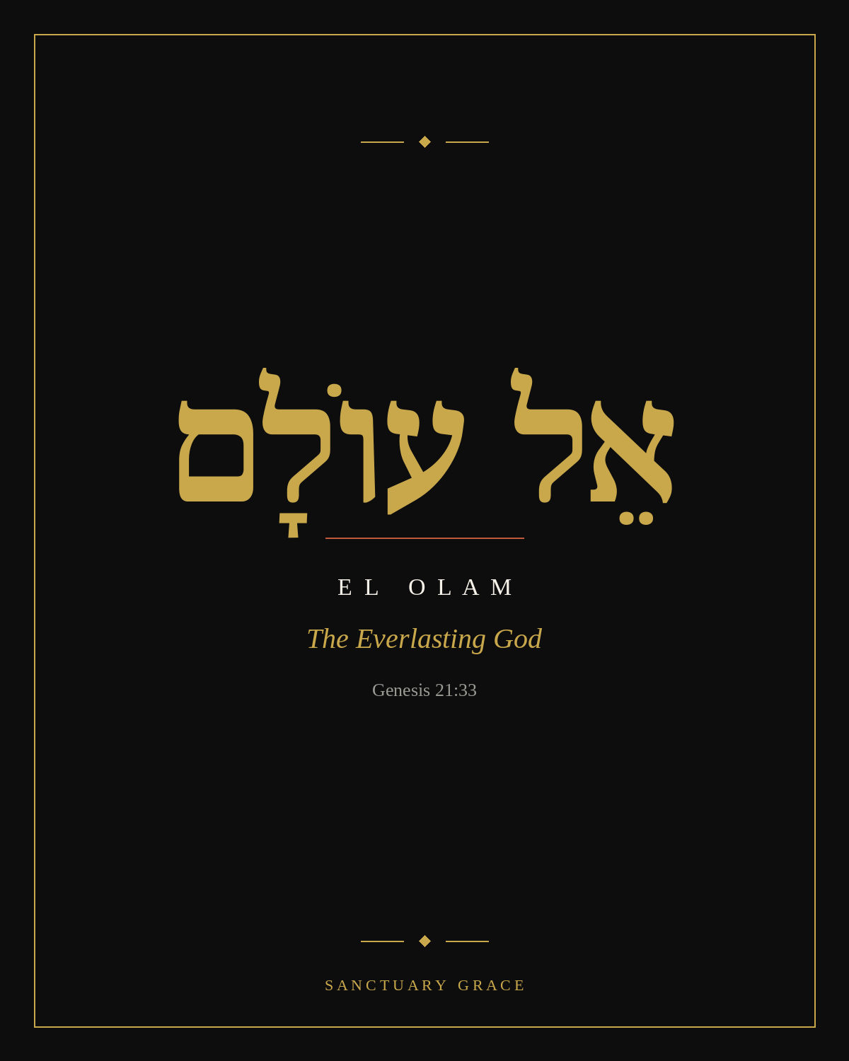 El Olam, Names of God card