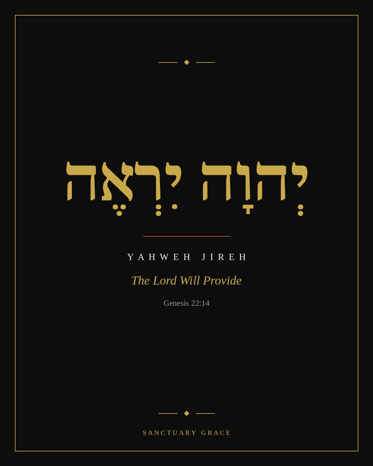 Yahweh Jireh, Names of God card